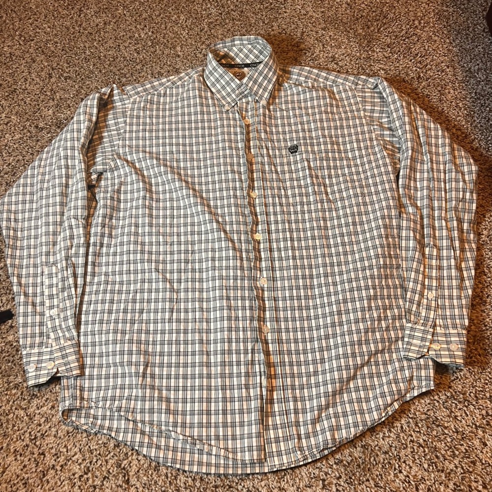 Cinch Plaid Western Button Up Shirt Long Sleeve‎ Casual Small
